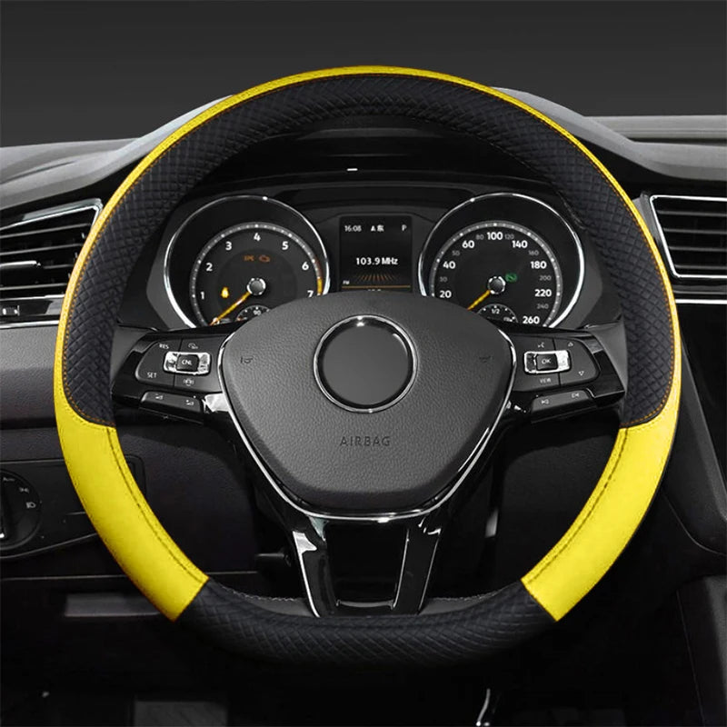 Car D Shape Steering Wheel Cover Universal Volant Braid on the Steering-wheel Fashion Non-slip Funda Volante Auto Car Styling