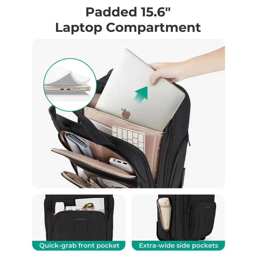 Underseat Carry on Luggage with Wheels, 16inch Under Seat Luggage, Lightweight Travel Luggage Travel Suitcase for Women, Persona