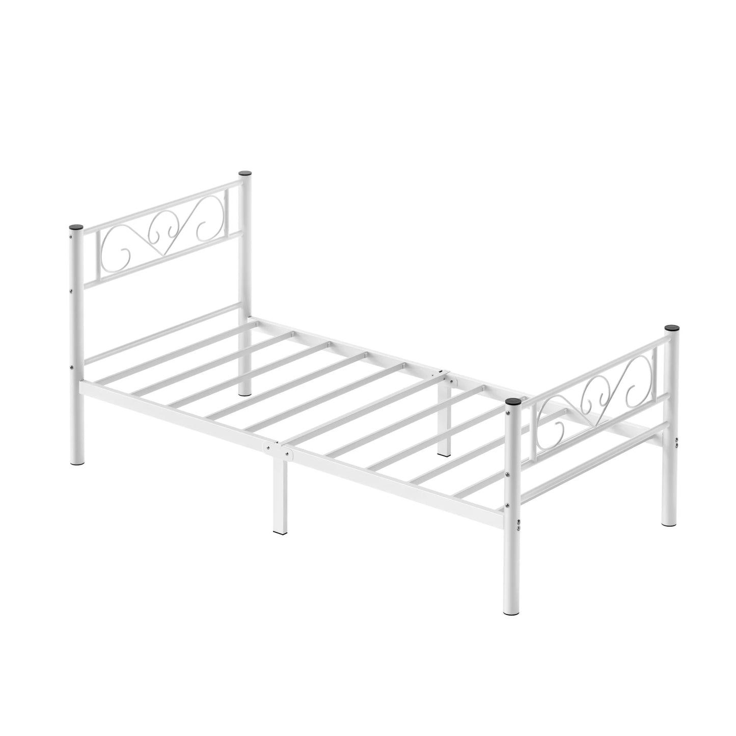 90 x 190 Bed Frame with Metal Base, Single Bed, Metal, Easy Assembly, for Small Spaces, Guest Room, Teen Room, Ink Black/White