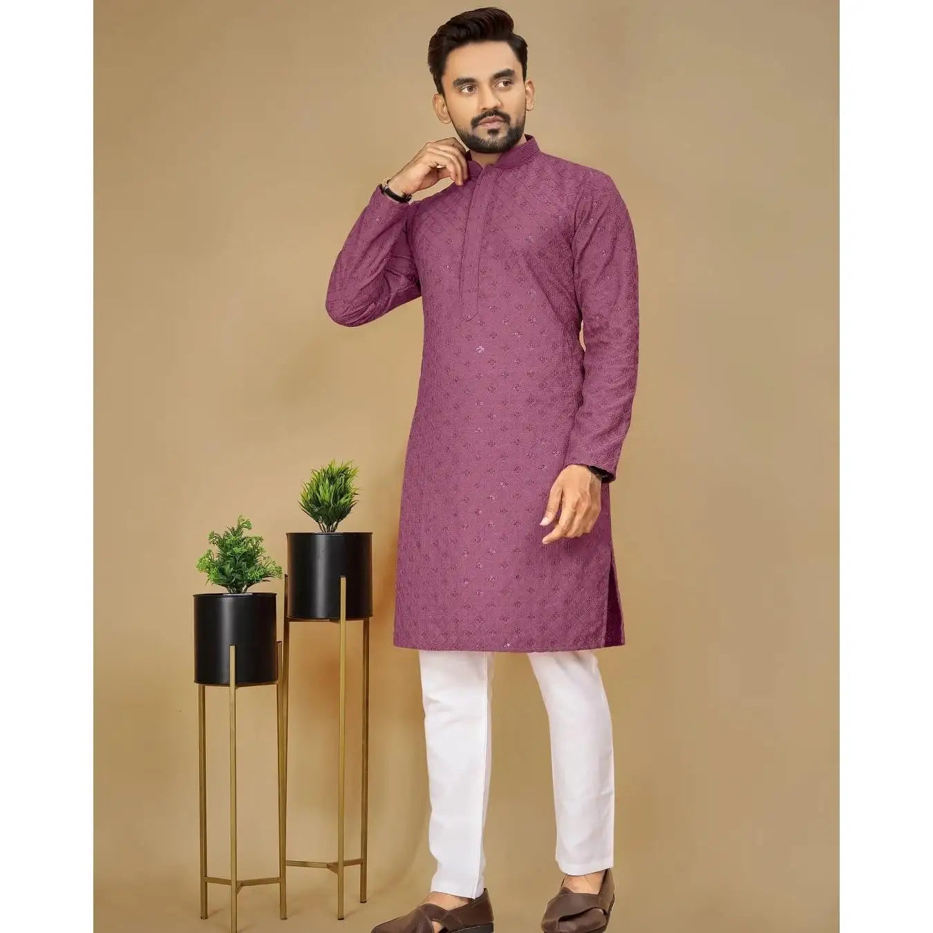 2025 Summer Men'S Digital Printed Kurta Vardha Regular Fit Mandarin Collar Long Kurtas Style For Men