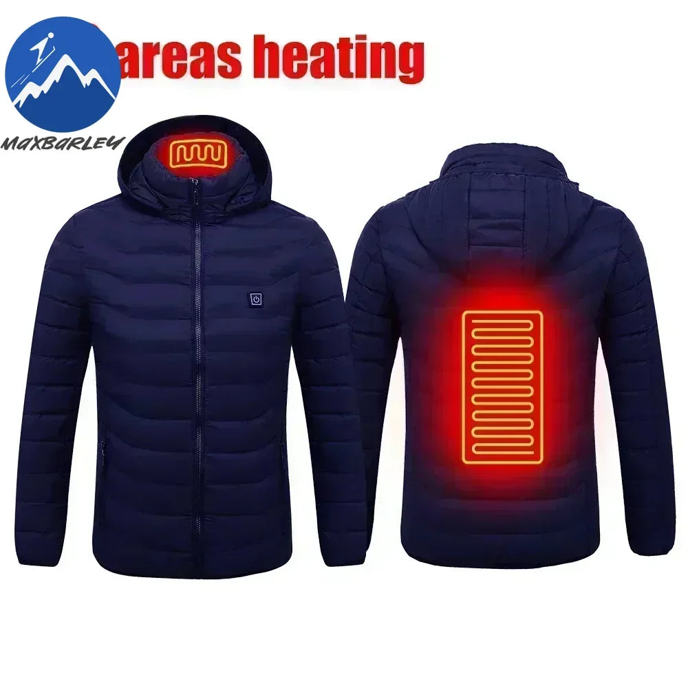 25/21 Areas Heated Jacket Men Warm Vest USB Self Heating Jackets Women Heated Down Coat Ski Camping Hiking Winter Cotton Clothes