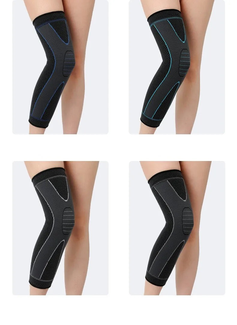 Hx036 Bases Professional Basketball Anti-Collision Knee Sleeve Sport Breathable Elastic Nylon Long Knee Pads Flexible Protective