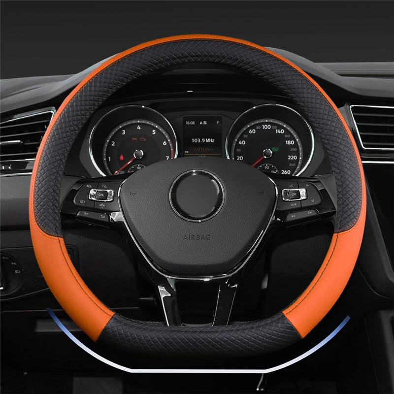 Car D Shape Steering Wheel Cover Universal Volant Braid on the Steering-wheel Fashion Non-slip Funda Volante Auto Car Styling