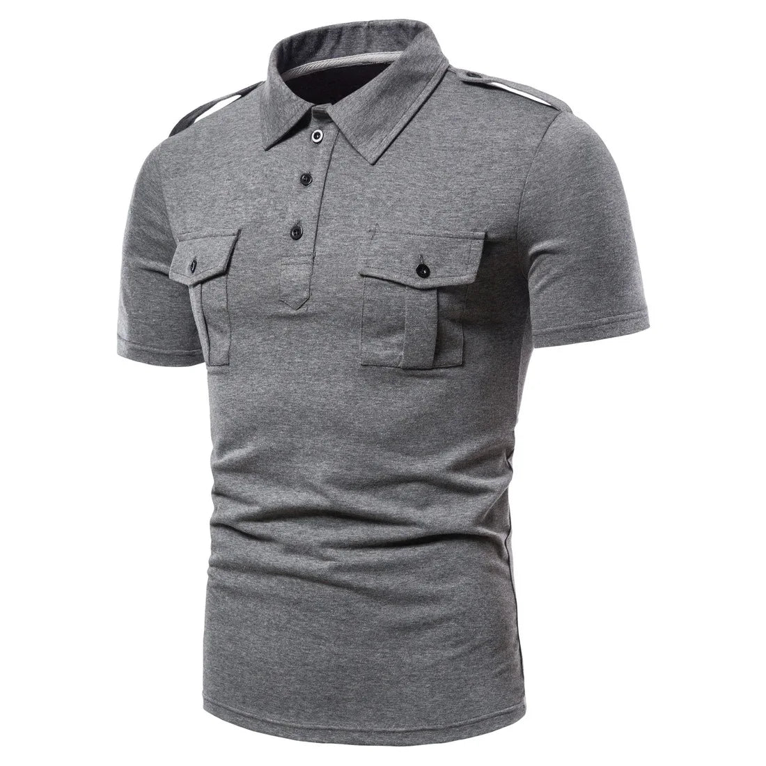 Polos Para Hombre Men New Brand Casual Solid Color Double Pocket Polo Homme Cargo Combat Training Polo Shirt For Men Summer Tops