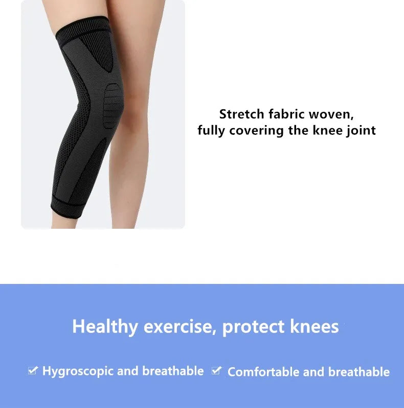 Hx036 Bases Professional Basketball Anti-Collision Knee Sleeve Sport Breathable Elastic Nylon Long Knee Pads Flexible Protective