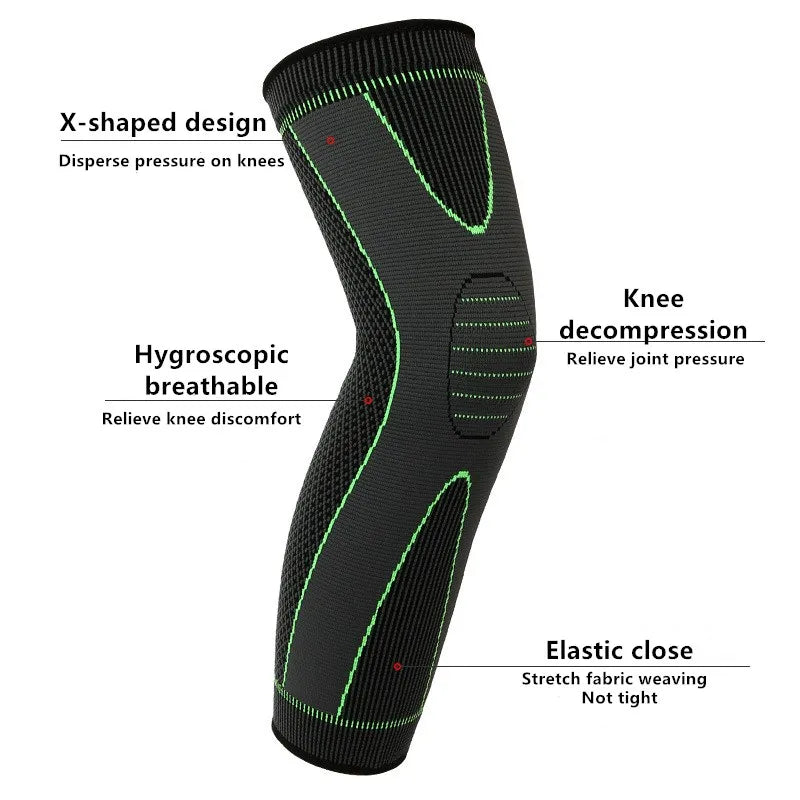 Hx036 Bases Professional Basketball Anti-Collision Knee Sleeve Sport Breathable Elastic Nylon Long Knee Pads Flexible Protective