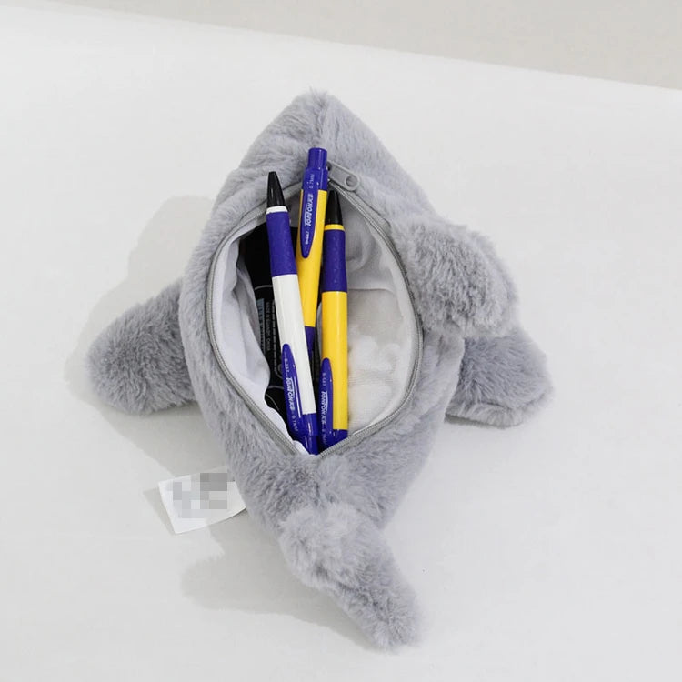 Cartoon Student Stationery Bag Plush Jaws Shark Pencil case