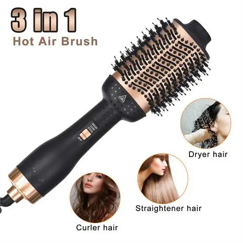 Custom Private Label Hot Selling 3 in 1 Hot Air Brush for Women Travel Hair Dryer Brush With LED Display