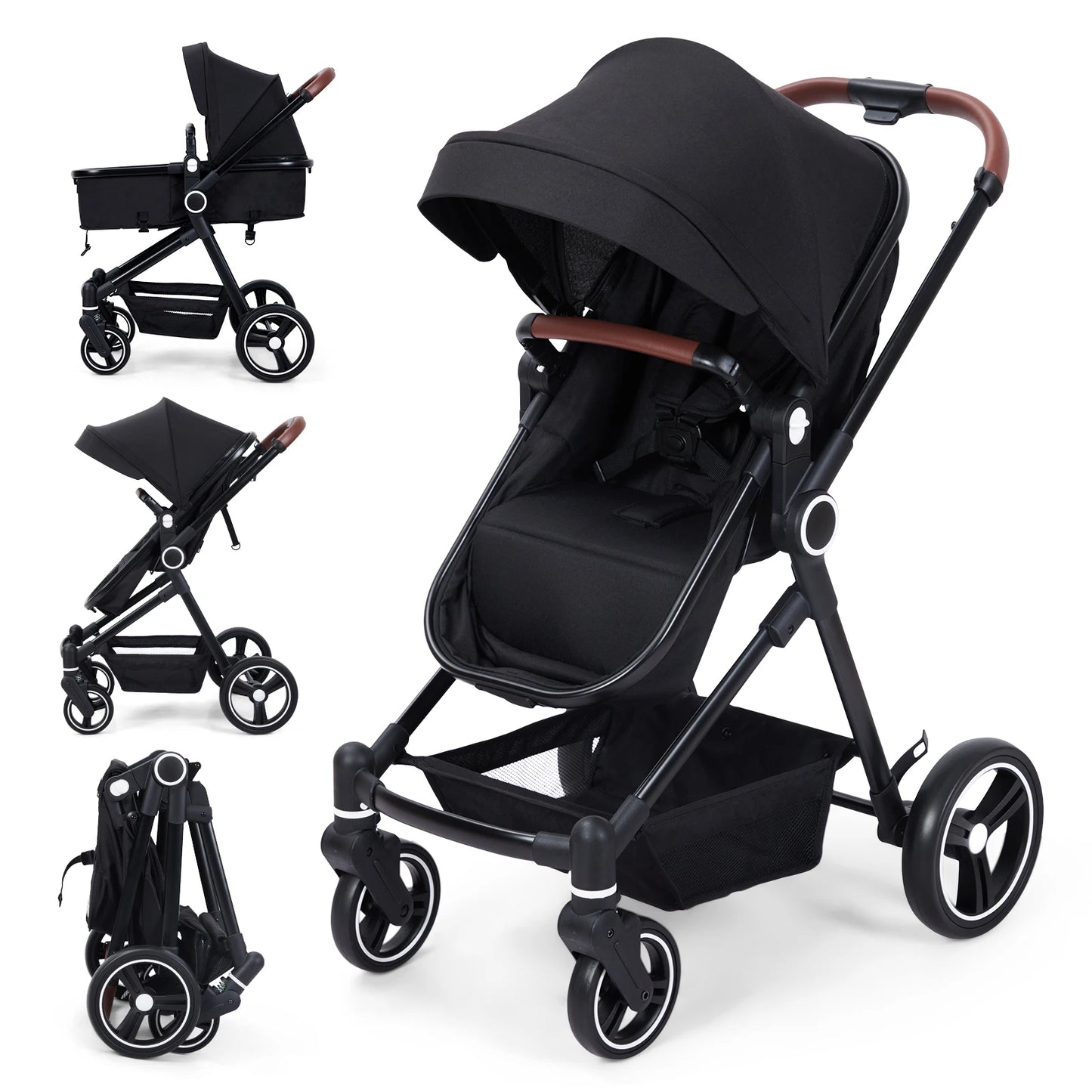 Buggy Stroller 2 In 1, 0-36 Months, Combi Stroller Up To 22 Kg, Sport Buggy, Travel Buggy, Large Wheels, Easy Folding
