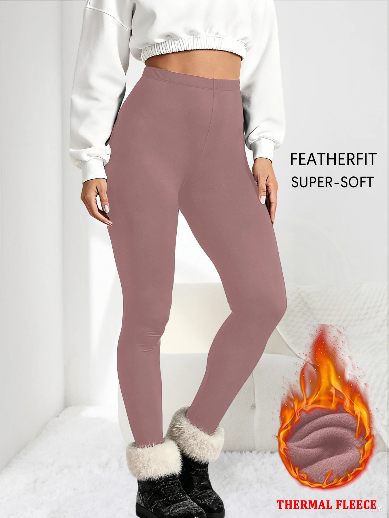 Women's thermal fleece lined leggings. Super soft Low Rise design perfect for yoga, running and Winter activities