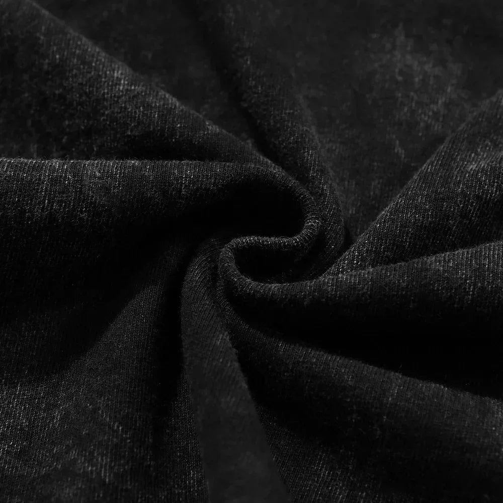 Washed T Shirt Houses and Humans Retro 90s Hip Hop T-Shirt Oversize Dungeon Dragon DnD Streetwear Printed Tops Tees for Men