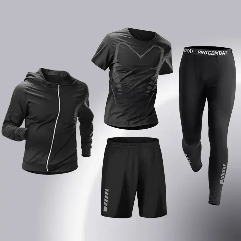 Ensemble de sport de compression pour homme, survêtement de course, fitness, jogging, vêtements d'entraînement, leggings à coupe