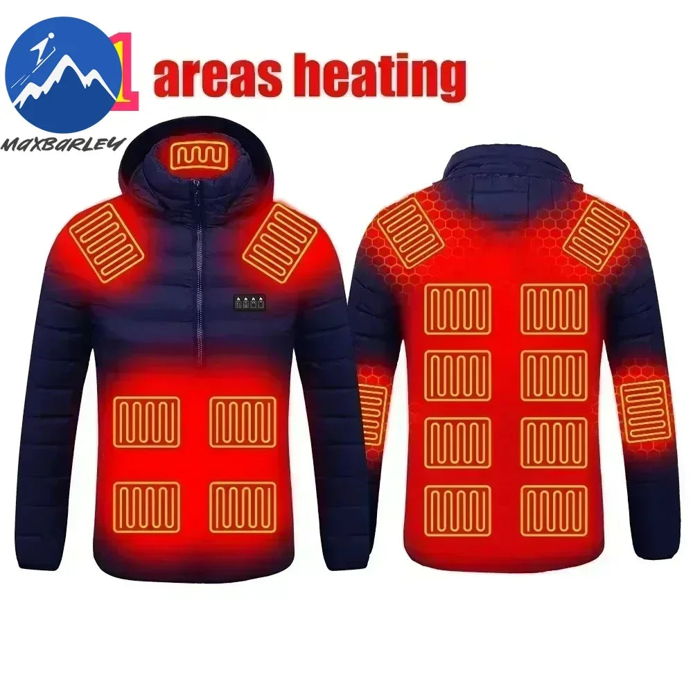 25/21 Areas Heated Jacket Men Warm Vest USB Self Heating Jackets Women Heated Down Coat Ski Camping Hiking Winter Cotton Clothes