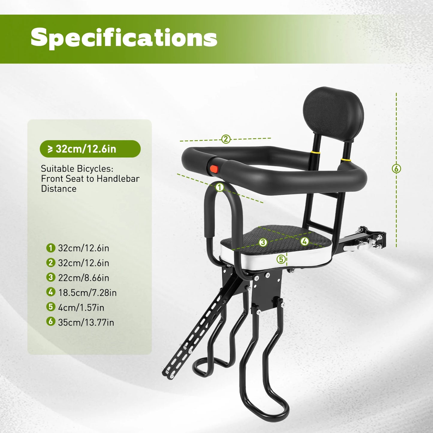 Children Bicycle Safety Seat Saddle W/Backrest Seat Belt Tricycle Saddle Cushion Mountain Bike Saddle Accessories