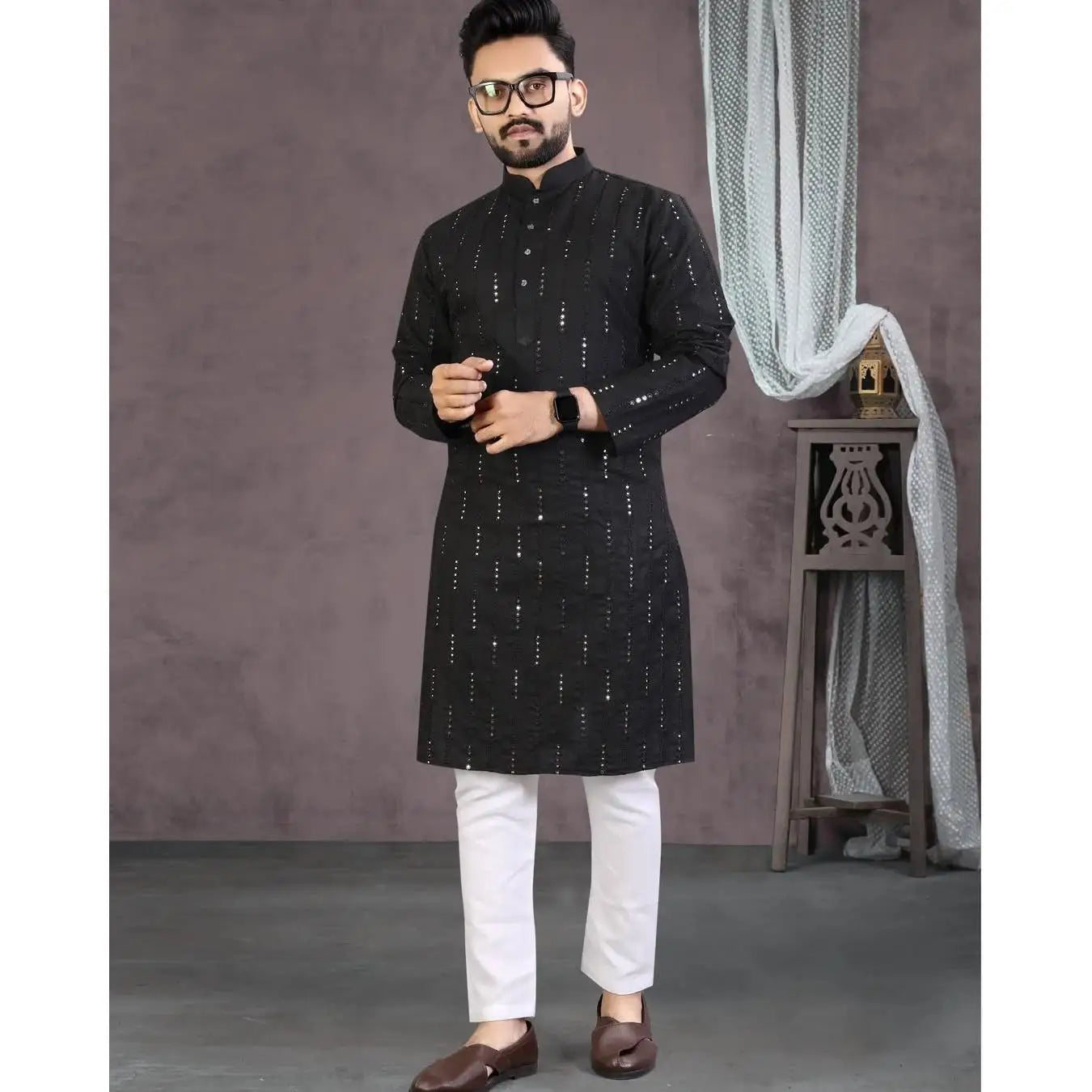 2025 Summer Men'S Digital Printed Kurta Vardha Regular Fit Mandarin Collar Long Kurtas Style For Men