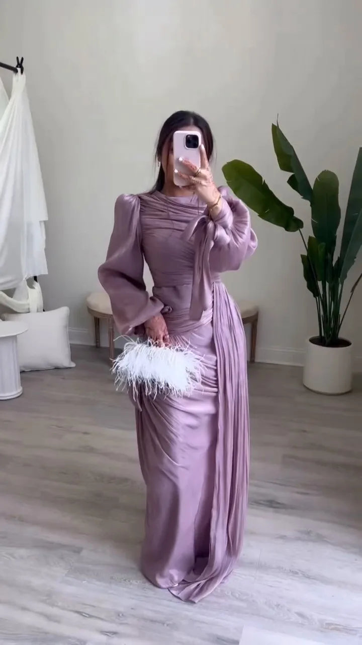 Eid Silky Muslim Women Party Dreses Jalabiya Ramadan Abaya Dubai Evening Long Dresses Vestidos Largos Arab Robe Morocco Kaftan