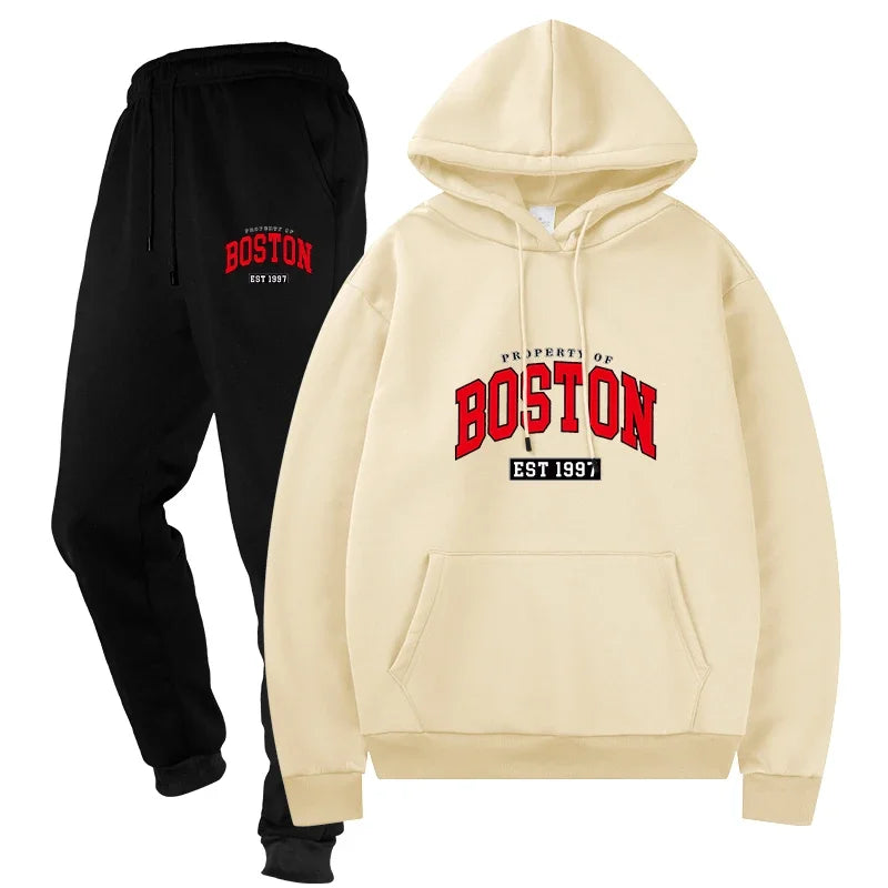 Basic Fleece Hoodies And SweatPants Set Unisex Ensemble Track Suit Basic Fleece Sportswear for Men's Jogging All Seasons