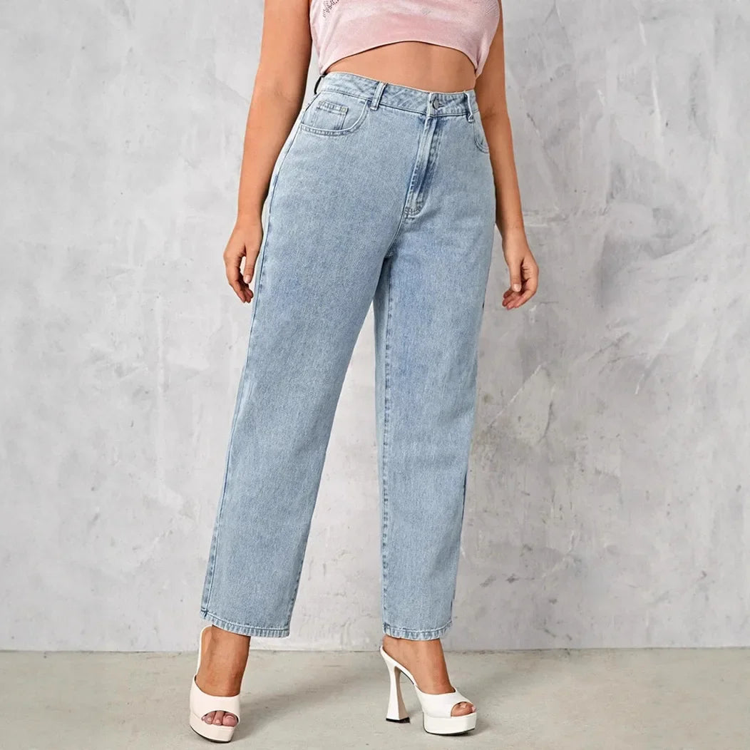 High Waist Wide Leg Women's Jeans Russian Style New 2025 Extended Version Fashionable Comfortable Female Clothing