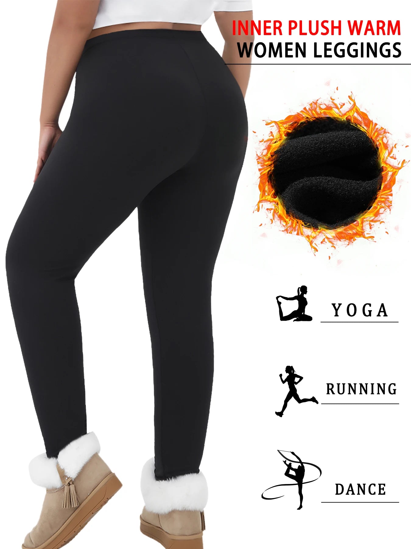 3 pack Plus size Winter thermal leggings for women featuring fleece lining Perfect for workouts in cold weather with super soft