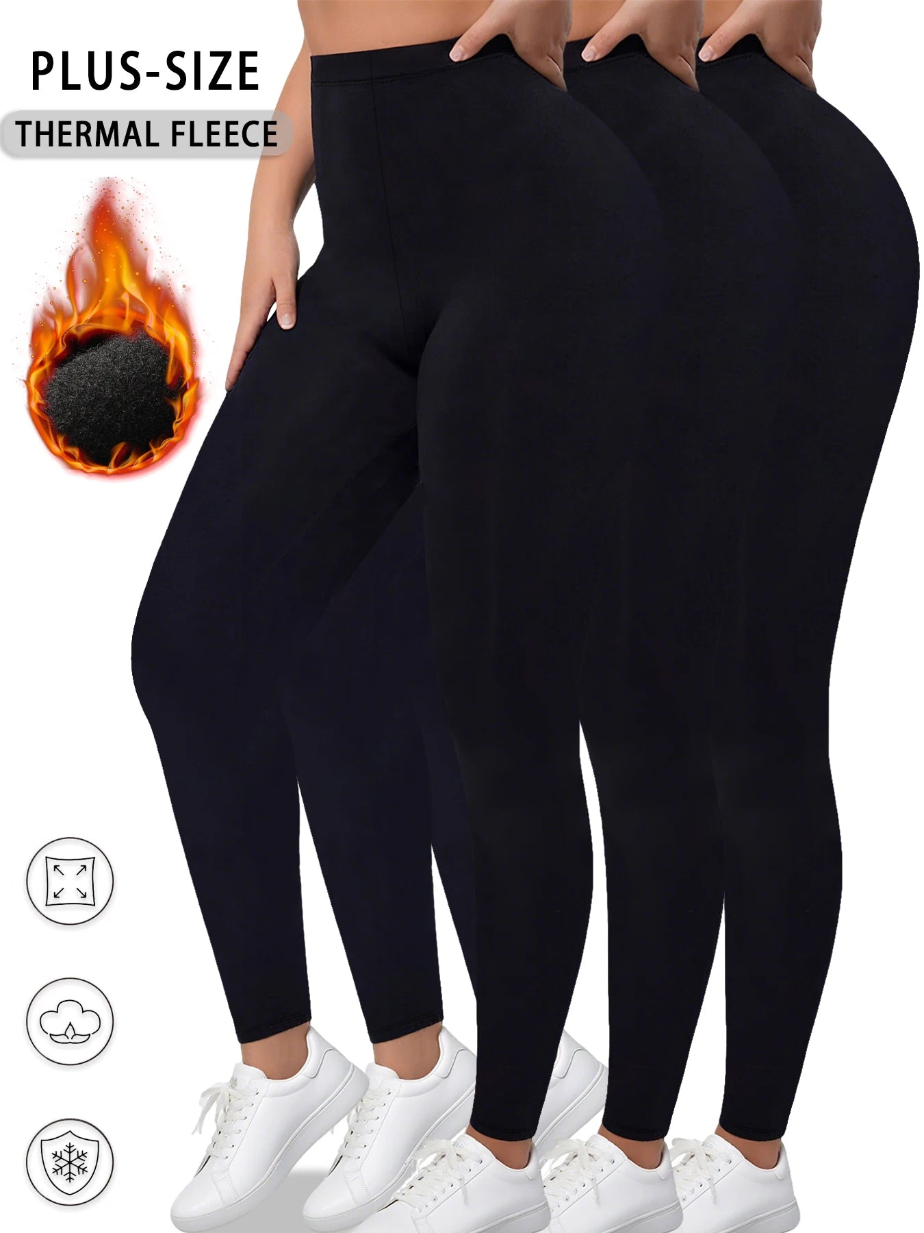 3 pack Plus size Winter thermal leggings for women featuring fleece lining Perfect for workouts in cold weather with super soft