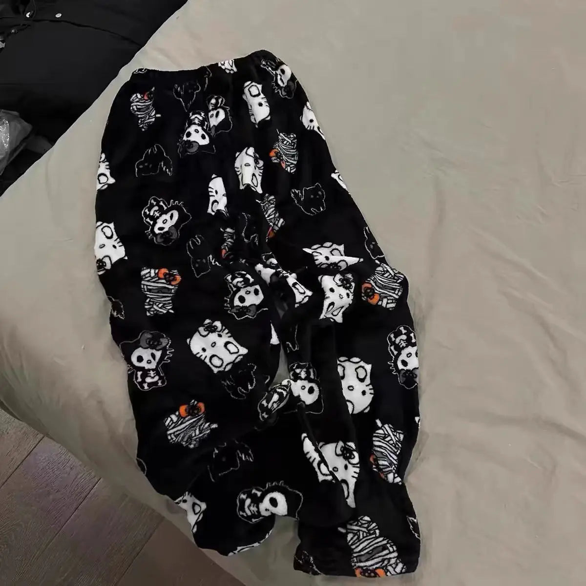 Cartoon Hello Kittys Pajamas Women's Flannel Pajama Pants Autumn and Winter Loose Casual Pant Thicken Warm Leisure Home Clothing