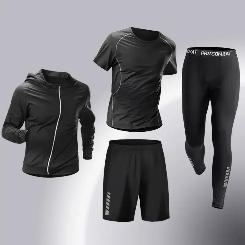 Ensemble de sport de compression pour homme, survêtement de course, fitness, jogging, vêtements d'entraînement, leggings à coupe