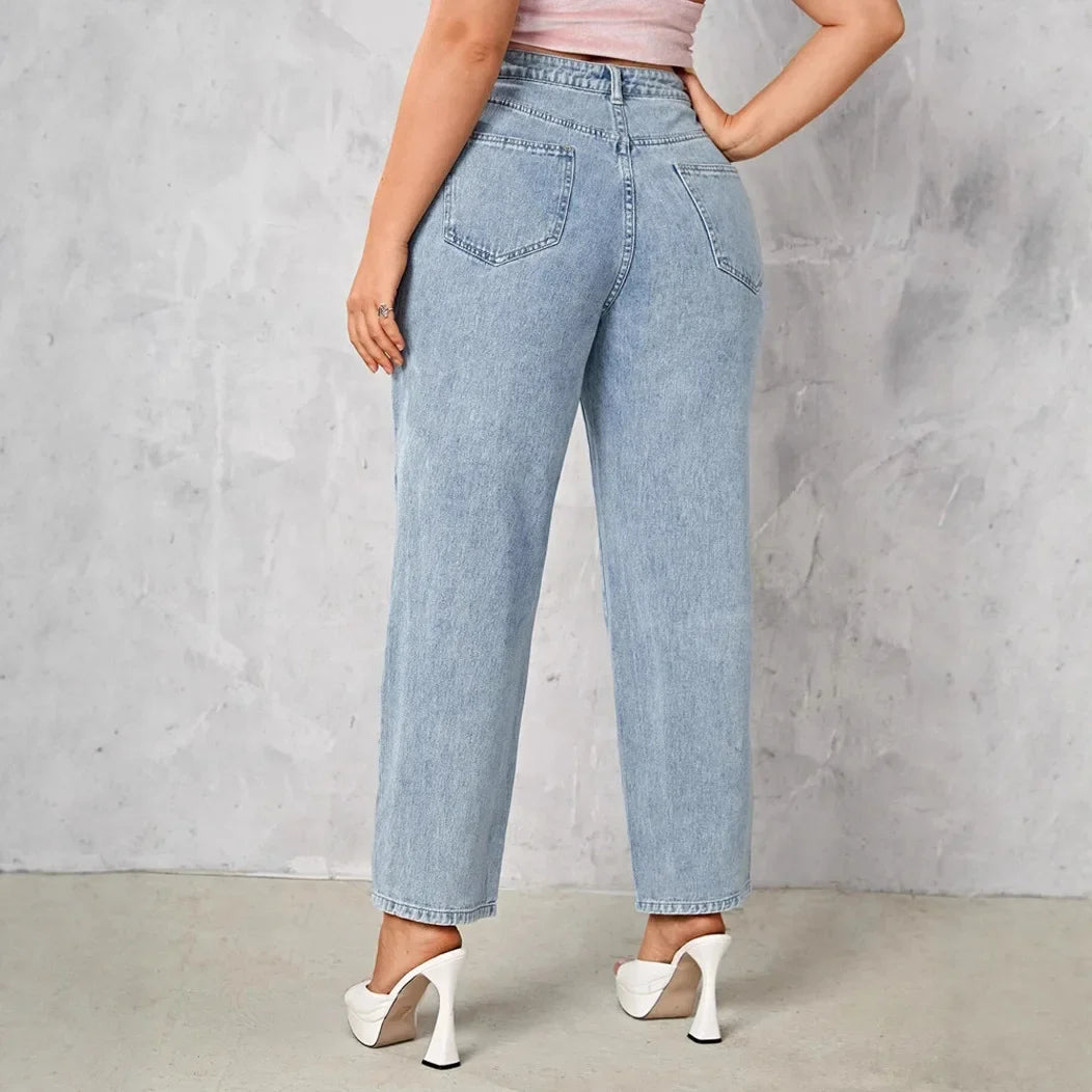 High Waist Wide Leg Women's Jeans Russian Style New 2025 Extended Version Fashionable Comfortable Female Clothing