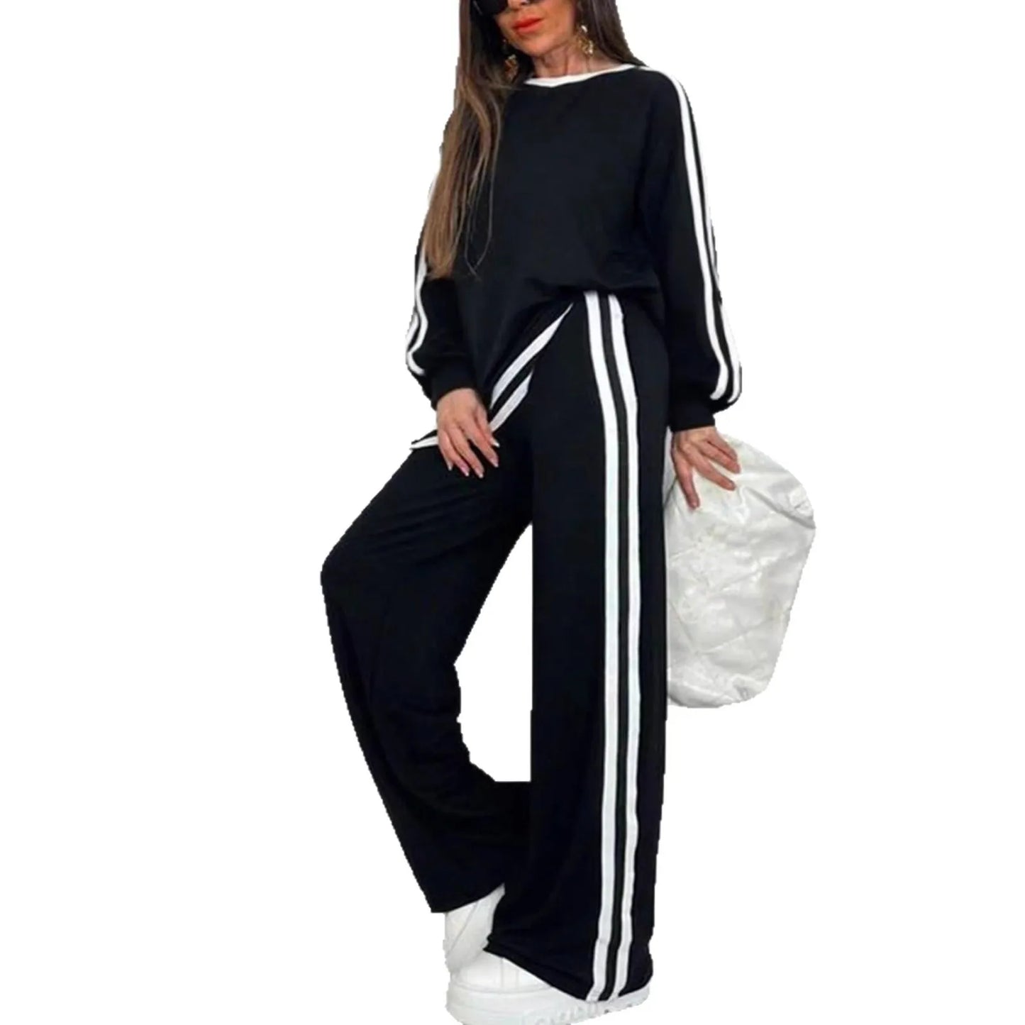 2025 Women's Sweat Suit Spring Autumn New Leisure Clothing Fashion Elegant Tops T-shirt Pants 2 Two Piece Set For Women