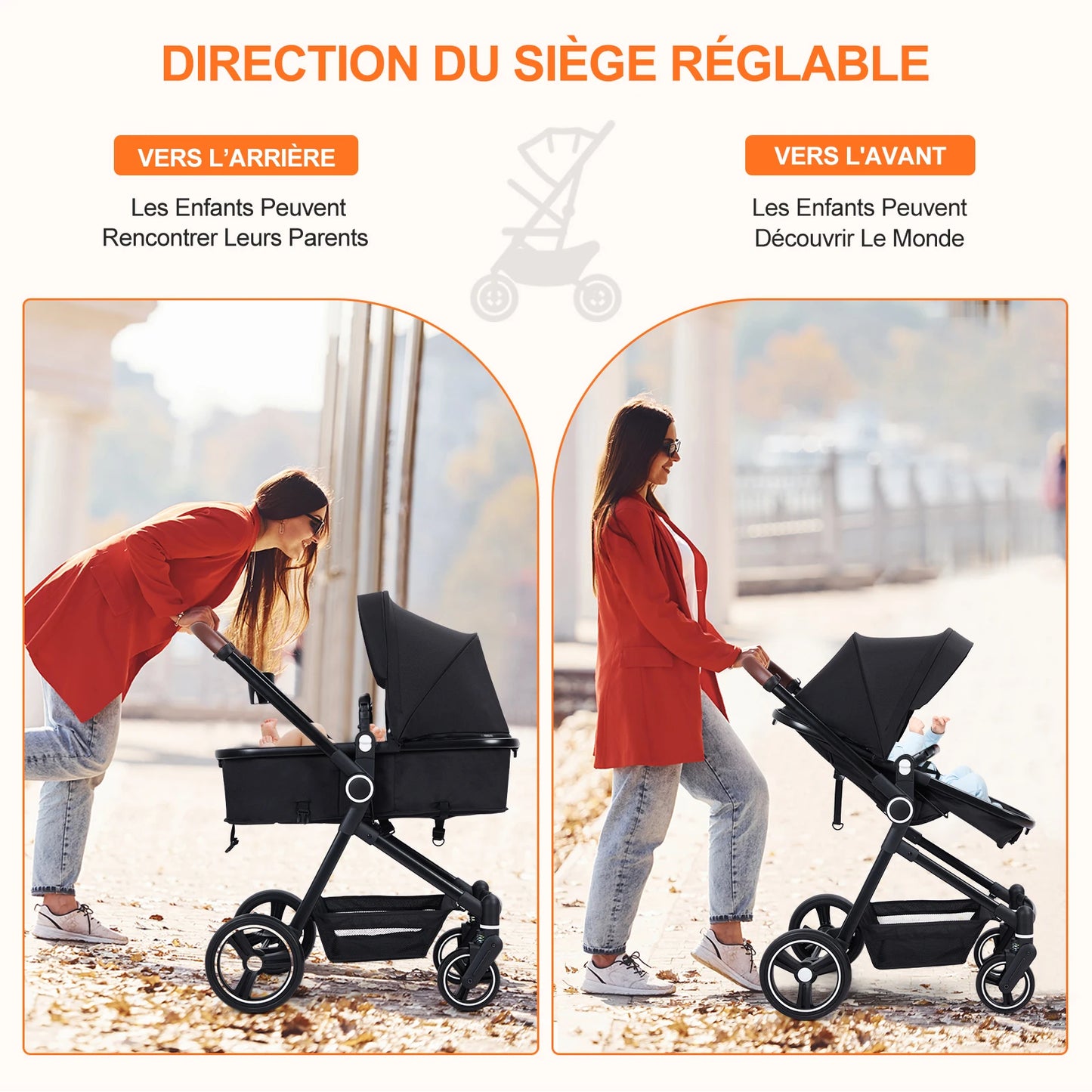 Buggy Stroller 2 In 1, 0-36 Months, Combi Stroller Up To 22 Kg, Sport Buggy, Travel Buggy, Large Wheels, Easy Folding