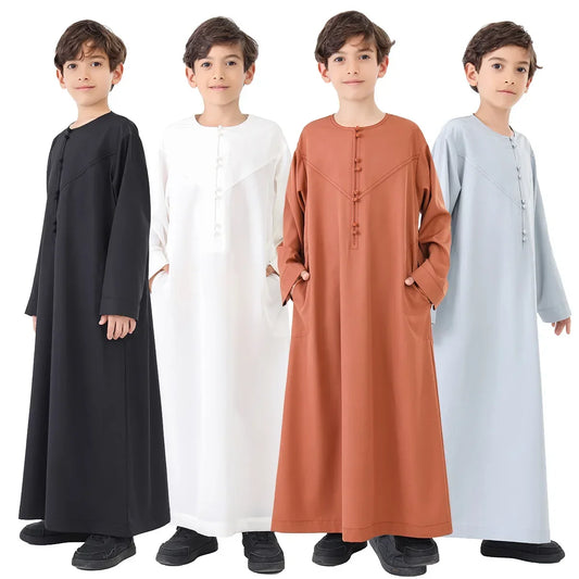 Eid Boys Muslim Clothing Saudi Arab Robe Kids Abaya Kaftan Prayer Islam Clothing Child Abaya Dress Ramadan Jubba Thobe Djellaba