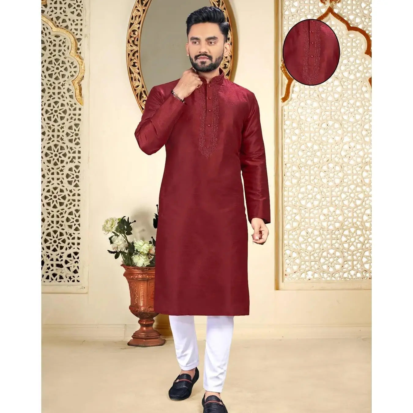 2025 Summer Men'S Digital Printed Kurta Vardha Regular Fit Mandarin Collar Long Kurtas Style For Men