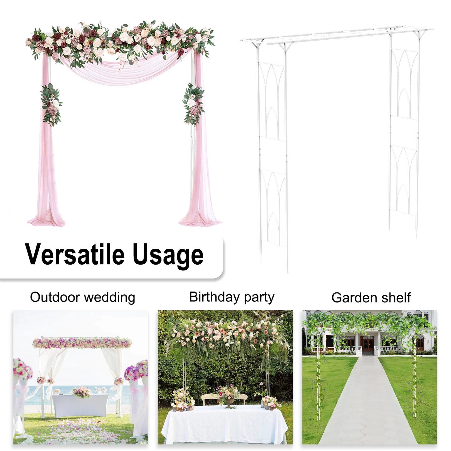 Stereoscopic Garden Arch Arbor Arbour Super Strong Metal Wedding Arch Decor Outdoor Pergola Trellis