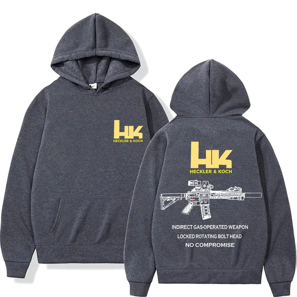 Heckler & Koch HK Fashion M4 Gun Design Men's Casual Retro Trend Pullover Streetwear Autumn and Winter Warm Hoodie