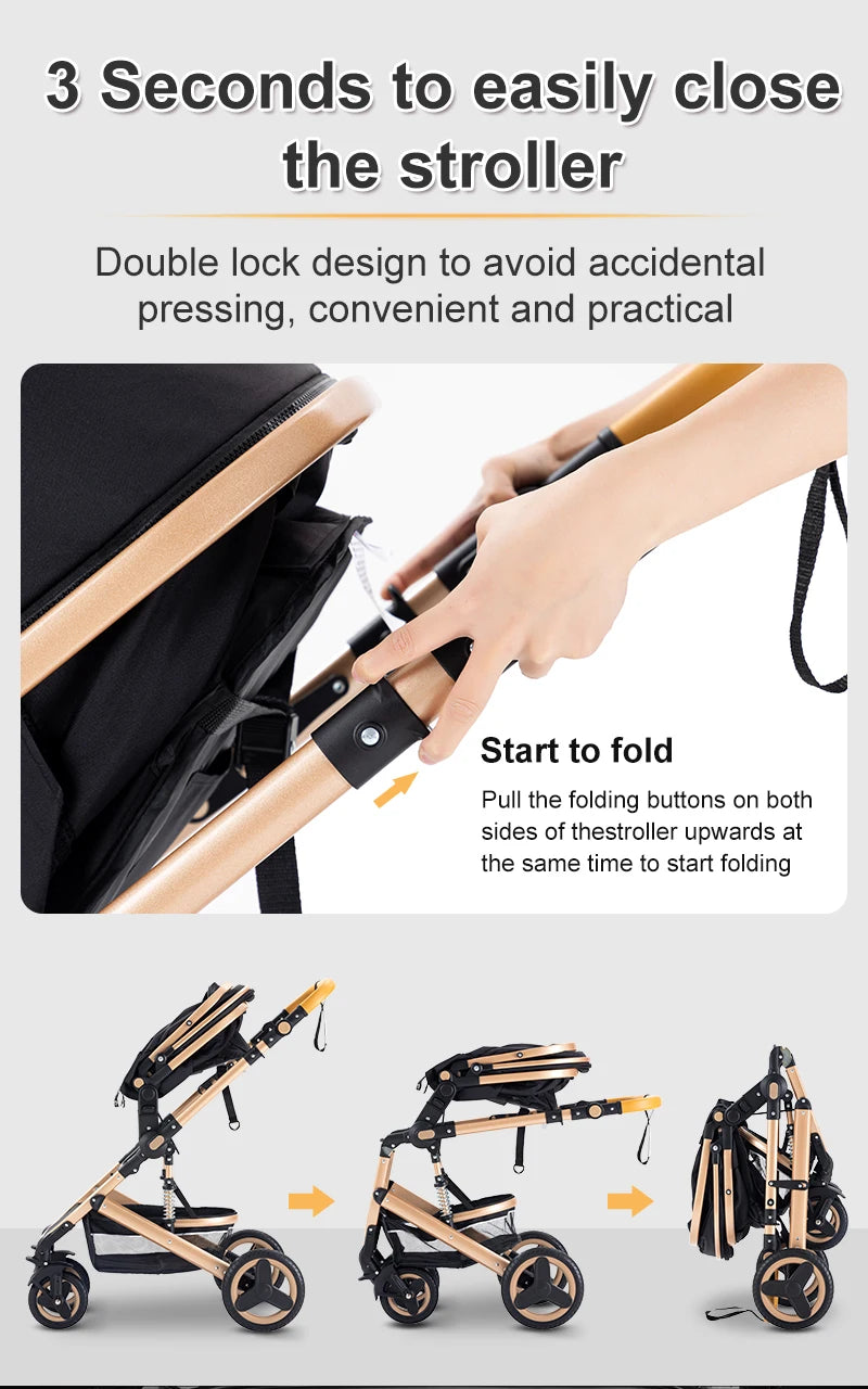 Compact 3-in-1 baby pushchair, infant car seat, portable infant travel system, lightweight pushchair, two-way pushchair