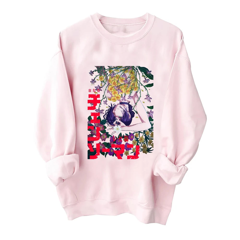 Anime Chainsaw Man Reze Arc Sweatshirt Sweatshirt 2 Sided Harajuku Round Neck Long Sleeve Oversize Hoodie