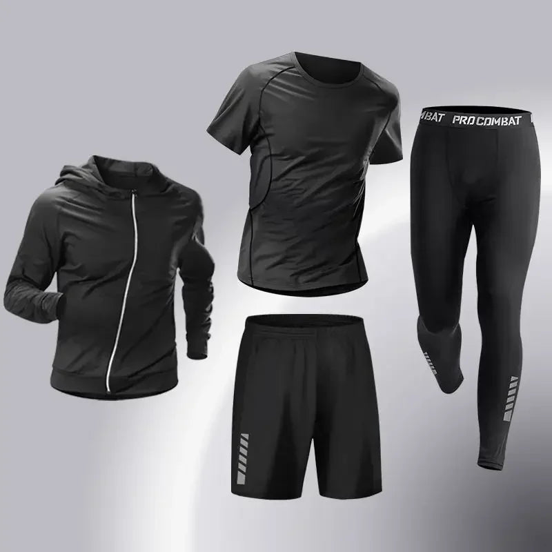 Ensemble de sport de compression pour homme, survêtement de course, fitness, jogging, vêtements d'entraînement, leggings à coupe