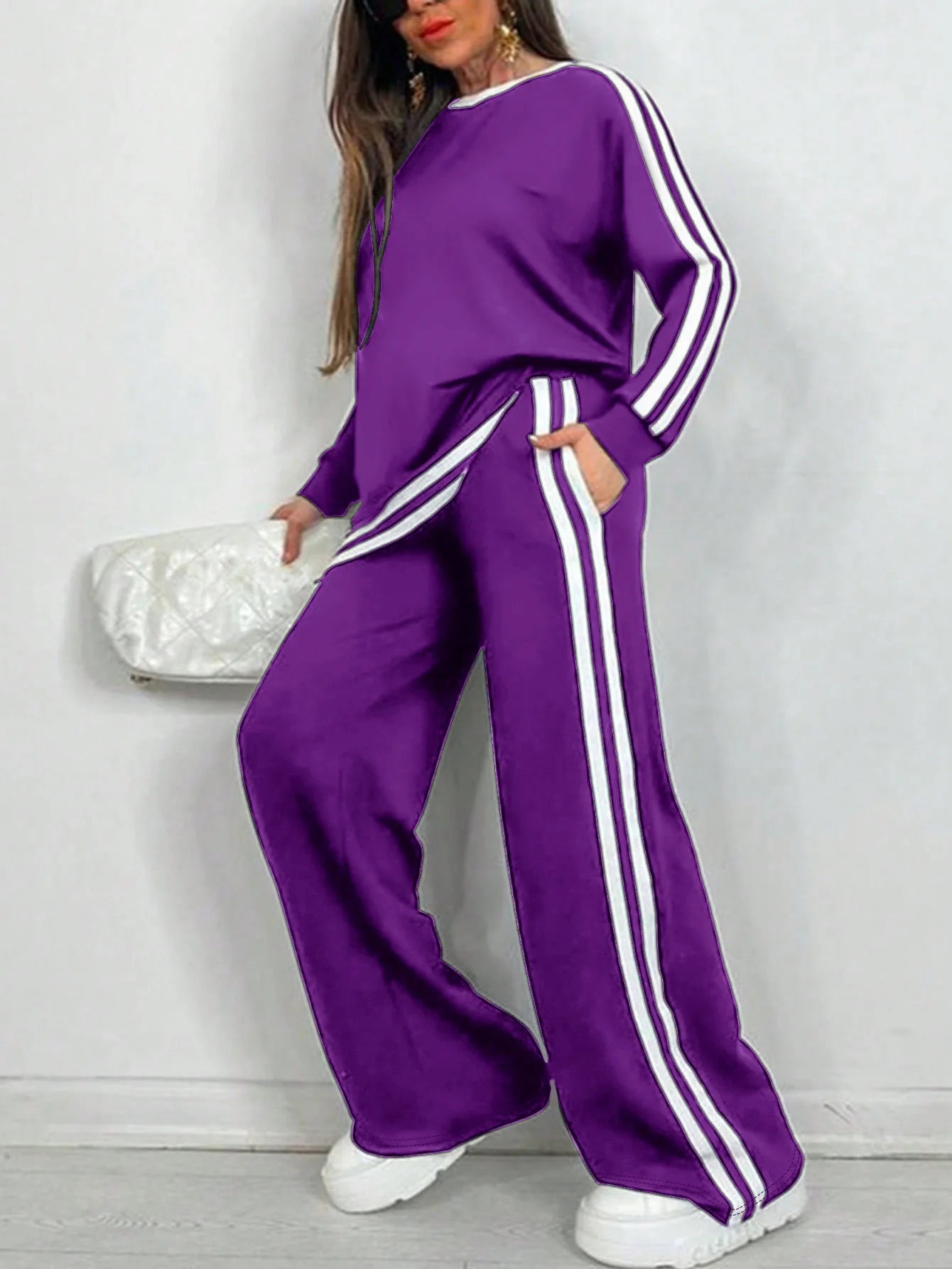 2025 Women's Sweat Suit Spring Autumn New Leisure Clothing Fashion Elegant Tops T-shirt Pants 2 Two Piece Set For Women