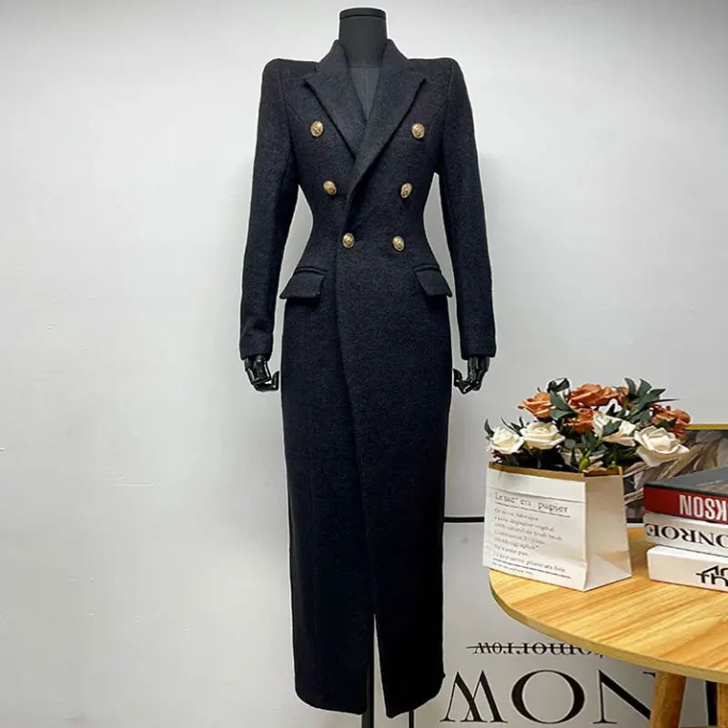 Woman Winter Coats 2025 New Style Fashionable Elegant Woolen Coat High End Professional Slimming Solid Color Long Outerwears