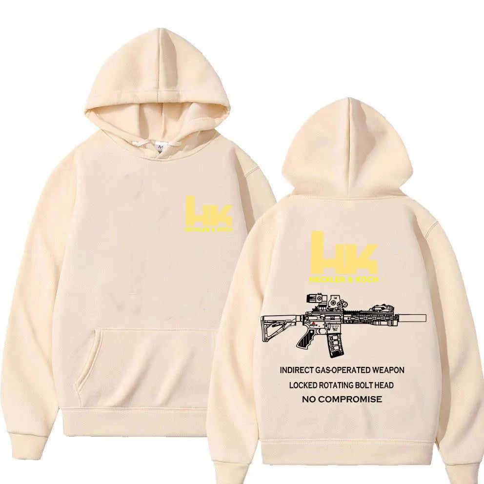 Heckler & Koch HK Fashion M4 Gun Design Men's Casual Retro Trend Pullover Streetwear Autumn and Winter Warm Hoodie