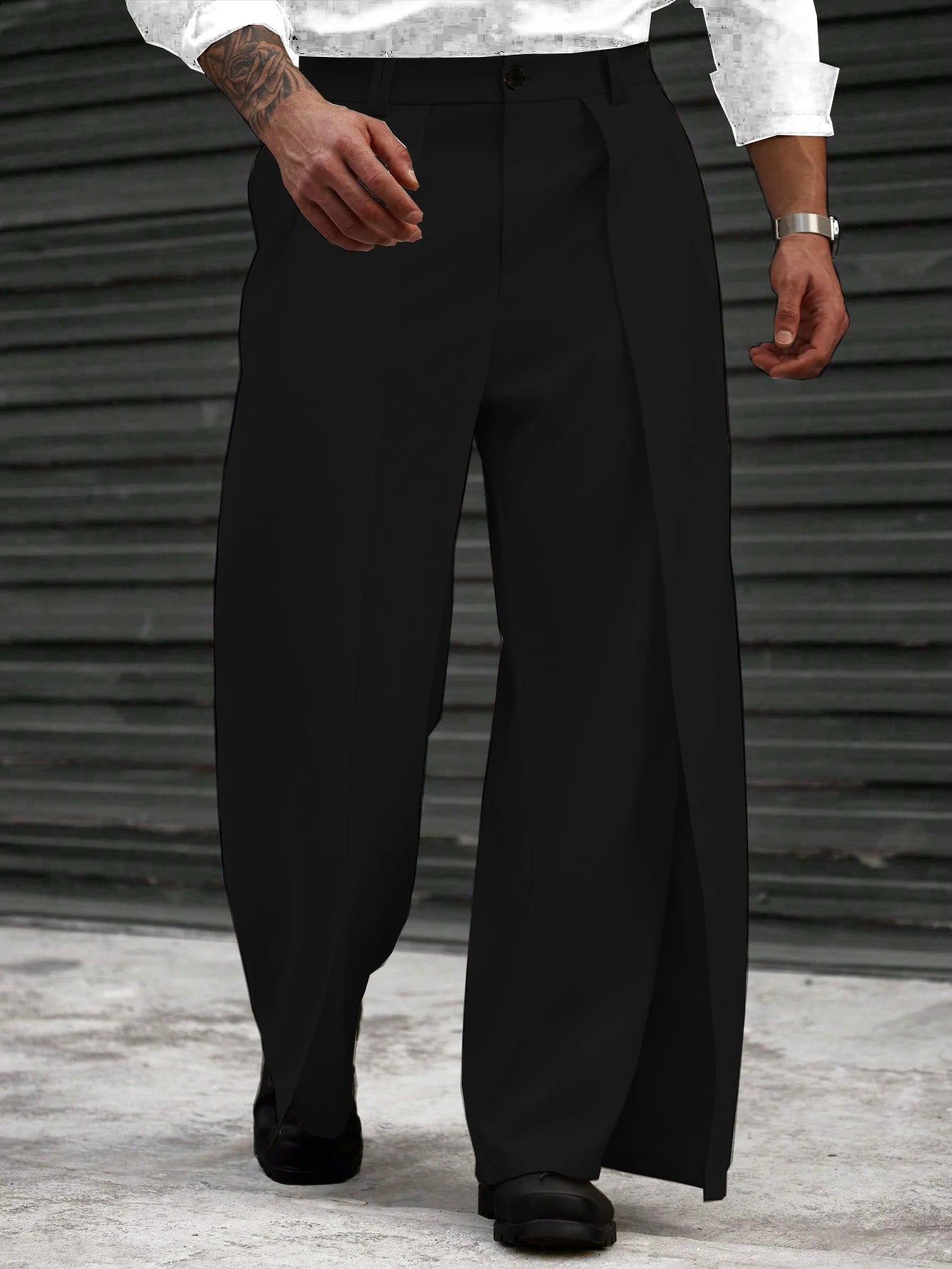 Homme plus Size Men's Solid Color Pocket Loose Wide Leg Casual Trousers