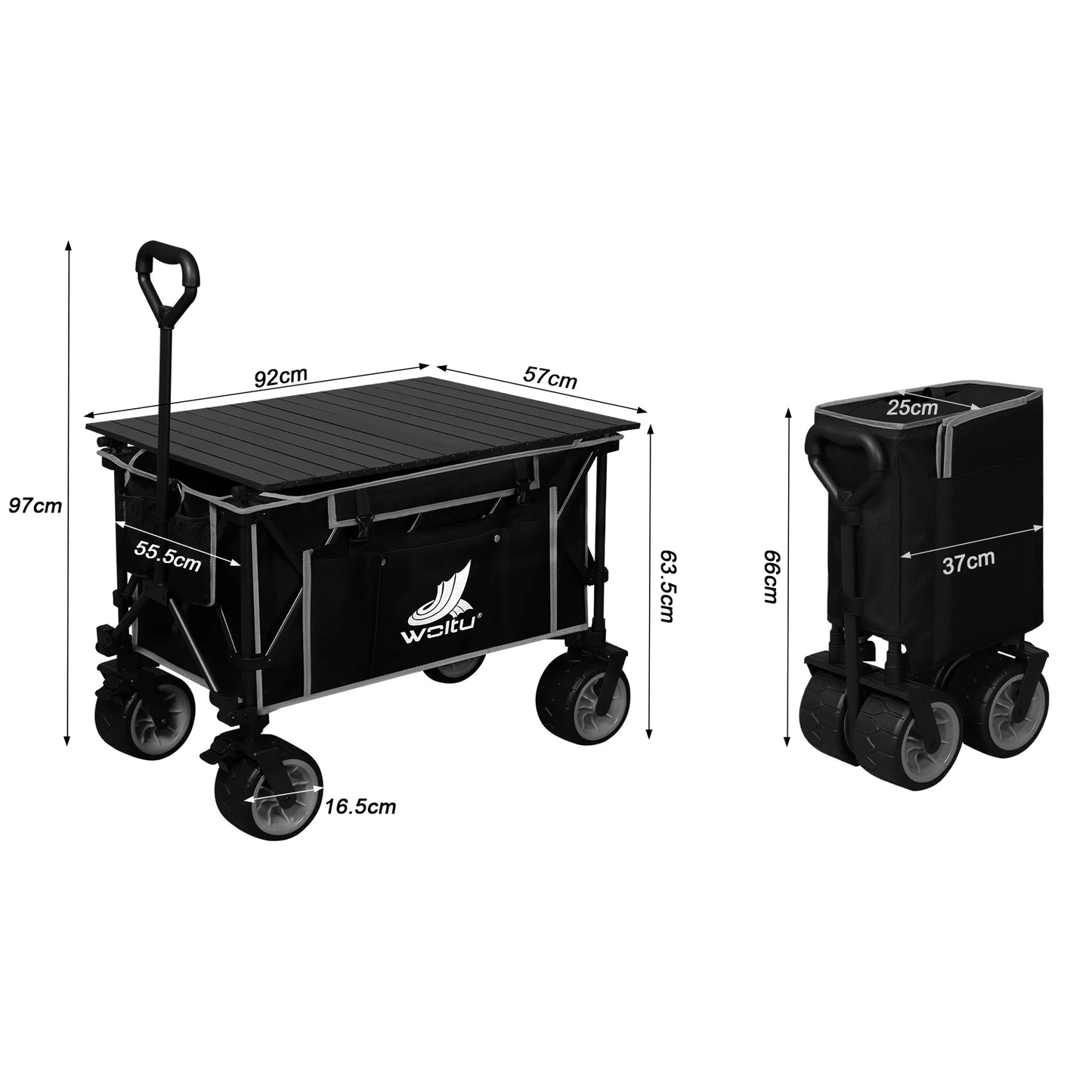 Foldable Wagon Garden Cart with Removable Tray Wheels Large Capacity Transport Cart for Picnic Beach Camping  Shopping