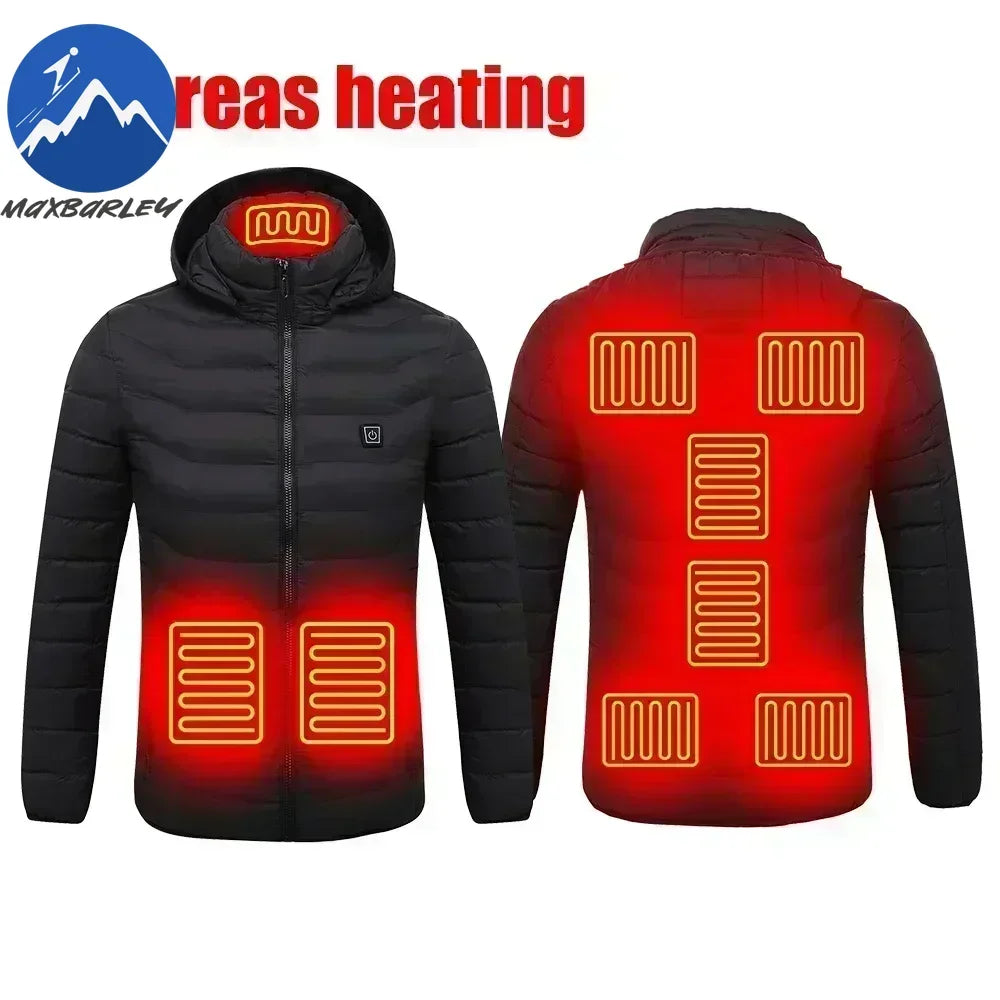 25/21 Areas Heated Jacket Men Warm Vest USB Self Heating Jackets Women Heated Down Coat Ski Camping Hiking Winter Cotton Clothes