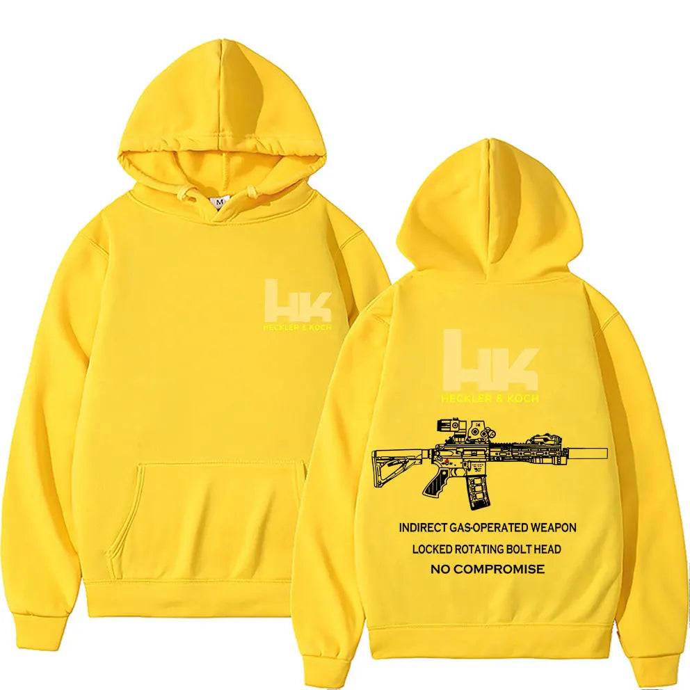 Heckler & Koch HK Fashion M4 Gun Design Men's Casual Retro Trend Pullover Streetwear Autumn and Winter Warm Hoodie