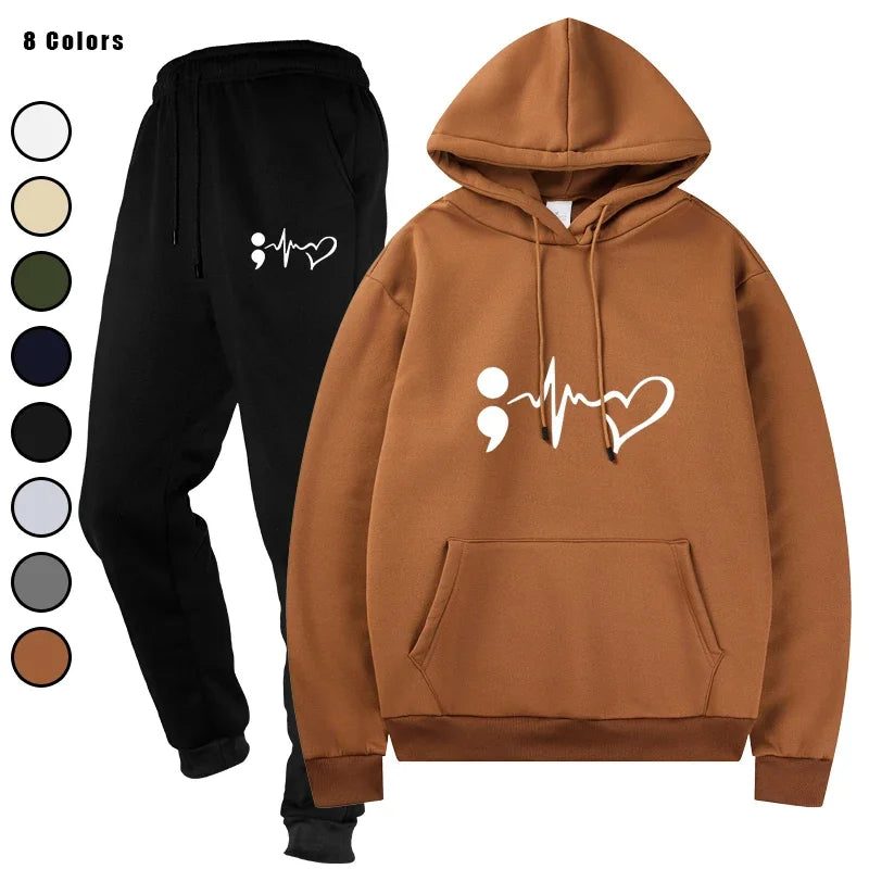 Basic Fleece Hoodies And SweatPants Set Unisex Jogging Ensemble Basic Fleece Track Suit Sportswear for Men