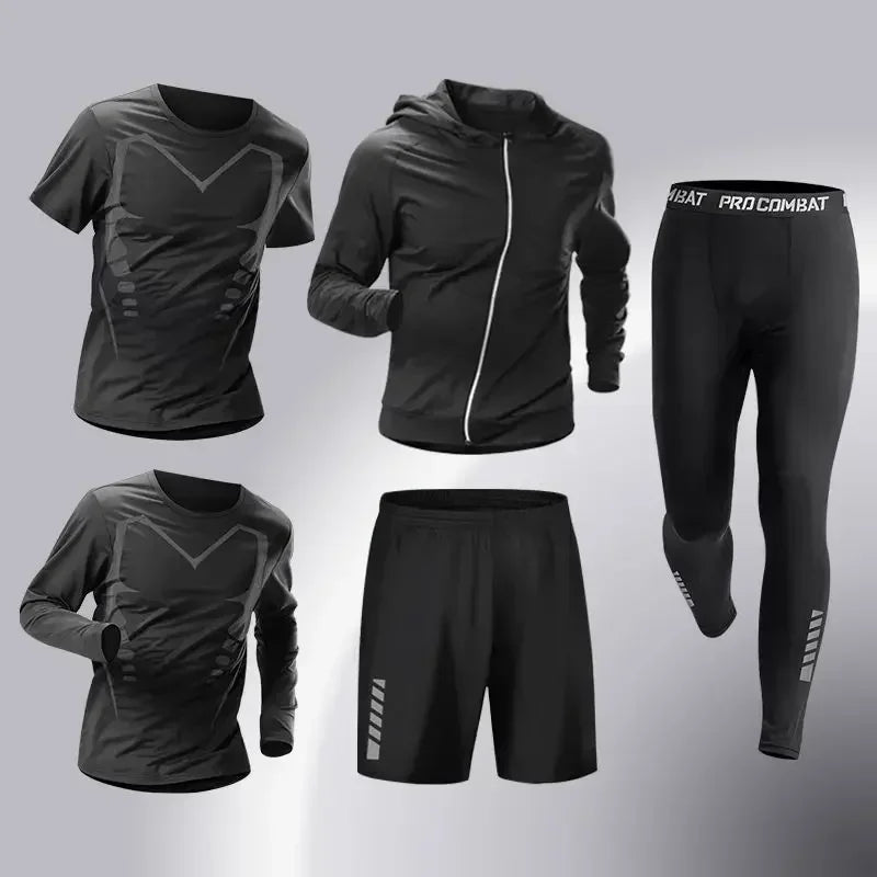 Ensemble de sport de compression pour homme, survêtement de course, fitness, jogging, vêtements d'entraînement, leggings à coupe
