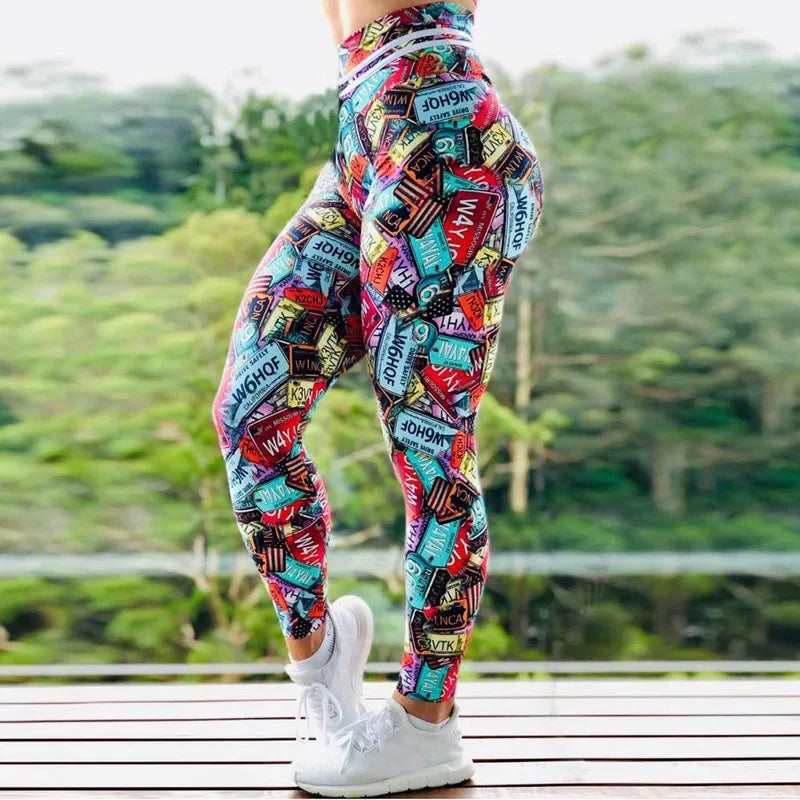 Leggings Women Sexy Sport Gym Training Print High Waist Yoga Pants Fitness Joggings Running Workout Legging Womens Clothing