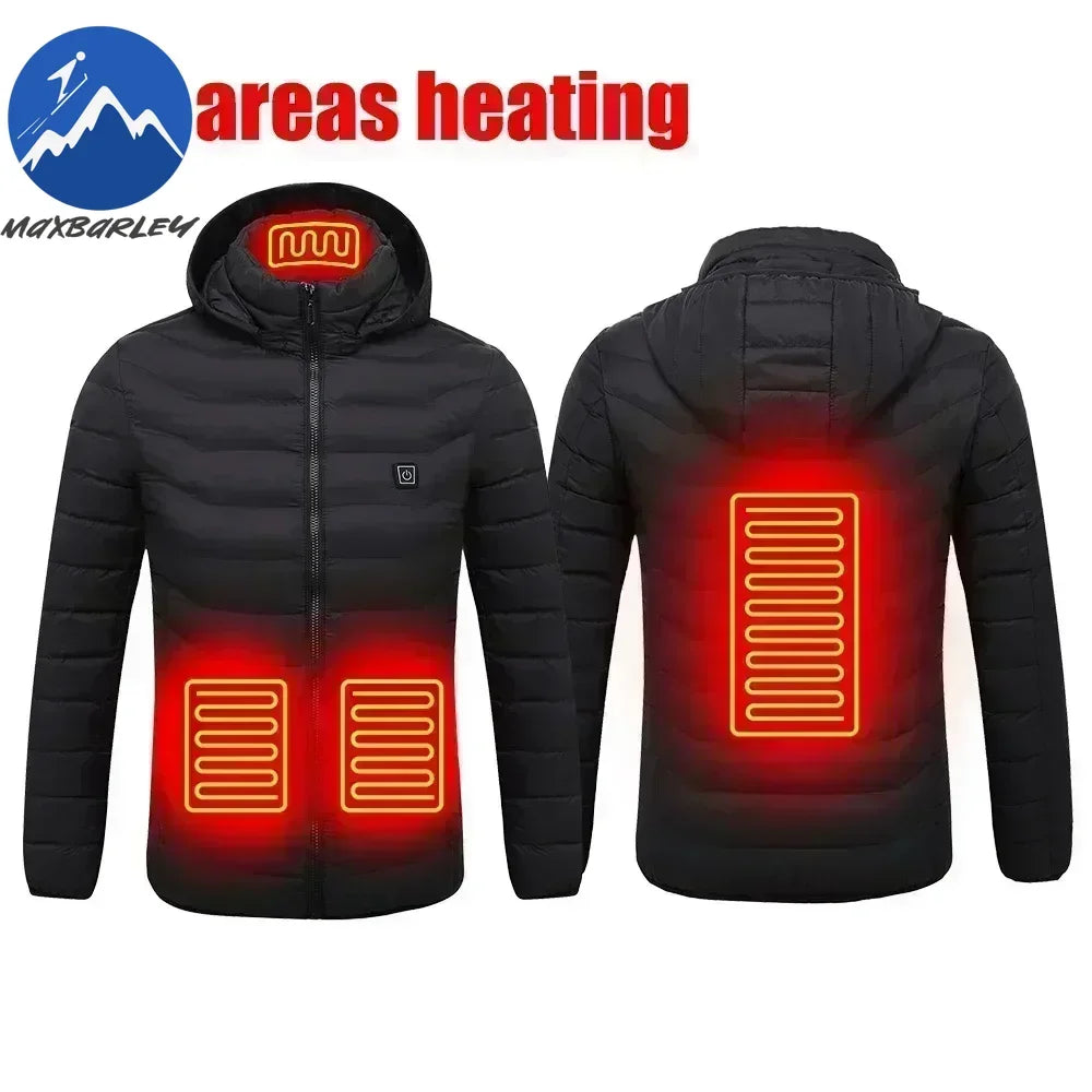 25/21 Areas Heated Jacket Men Warm Vest USB Self Heating Jackets Women Heated Down Coat Ski Camping Hiking Winter Cotton Clothes