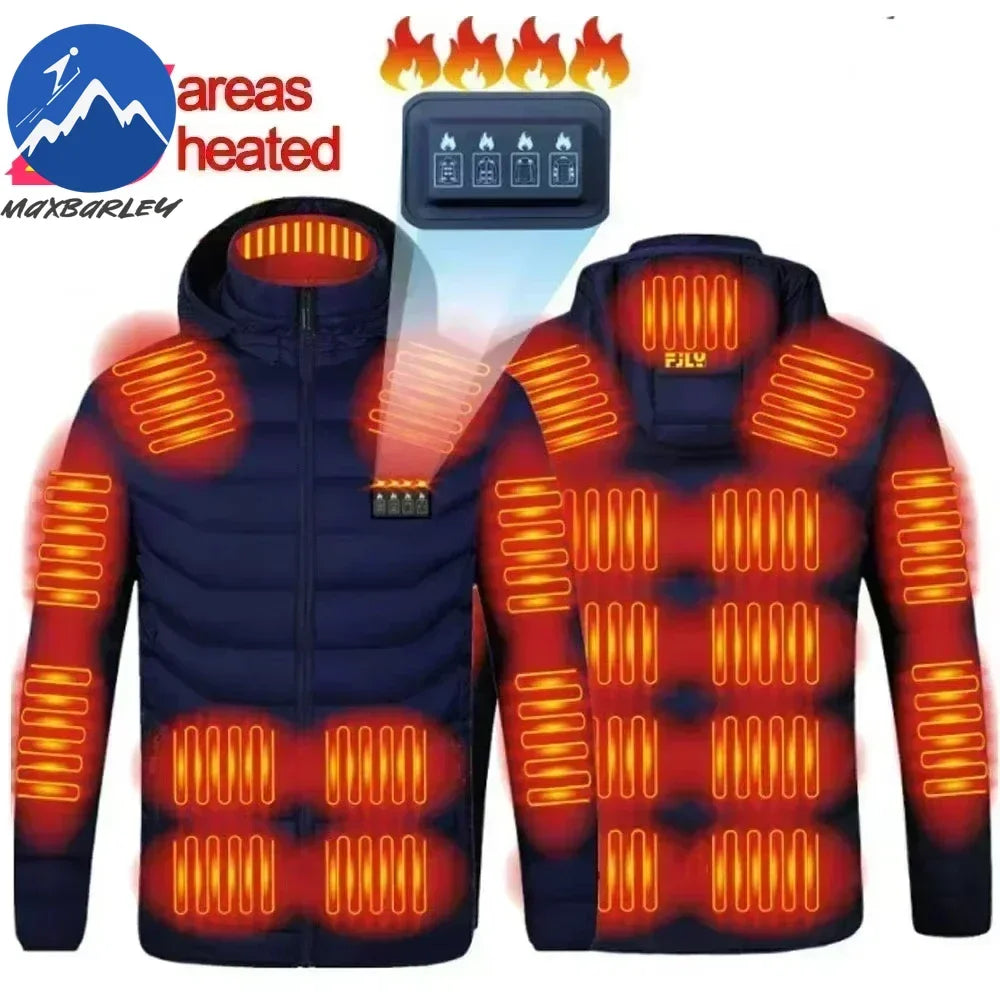 25/21 Areas Heated Jacket Men Warm Vest USB Self Heating Jackets Women Heated Down Coat Ski Camping Hiking Winter Cotton Clothes
