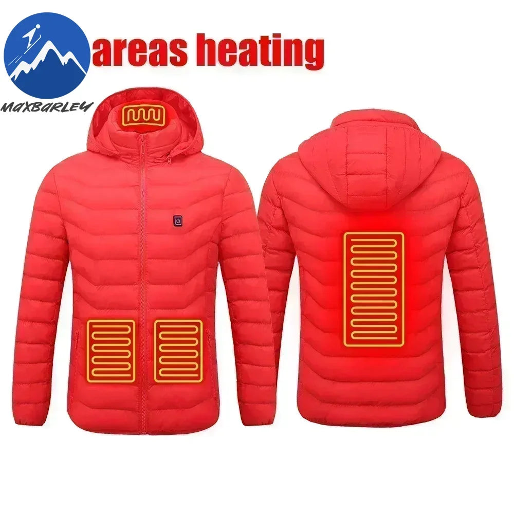 25/21 Areas Heated Jacket Men Warm Vest USB Self Heating Jackets Women Heated Down Coat Ski Camping Hiking Winter Cotton Clothes