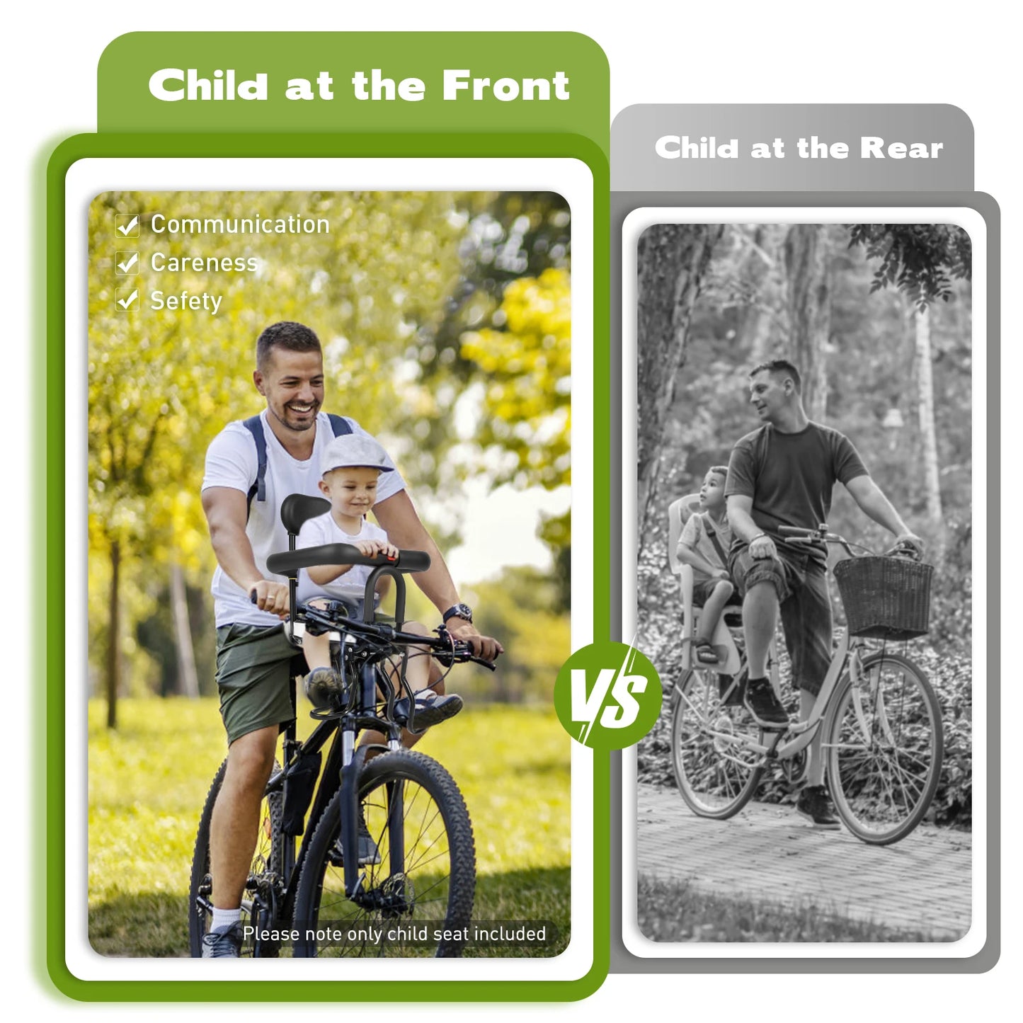 Children Bicycle Safety Seat Saddle W/Backrest Seat Belt Tricycle Saddle Cushion Mountain Bike Saddle Accessories